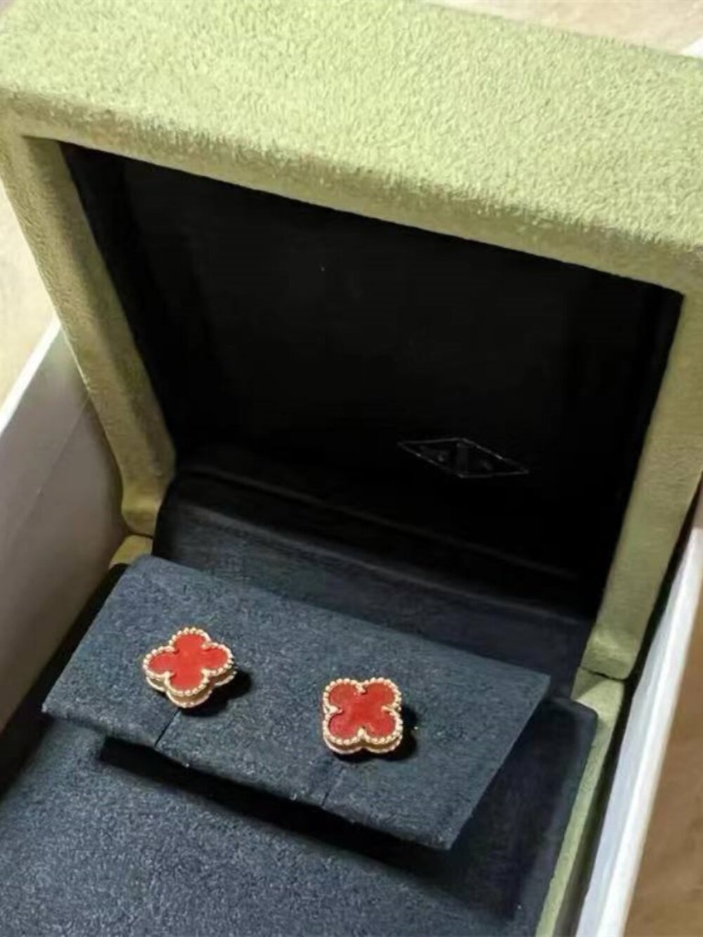 Van Cleef & Arpels Red Stud Earrings